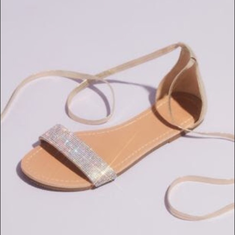 NWT Metallic Strap Gold Flat Sandals